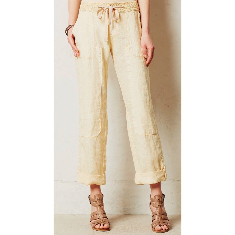 Anthropologie Beige Drawstring Capris